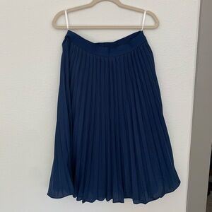 Kate Kasin Pleated Midi Skirt - Navy - Medium